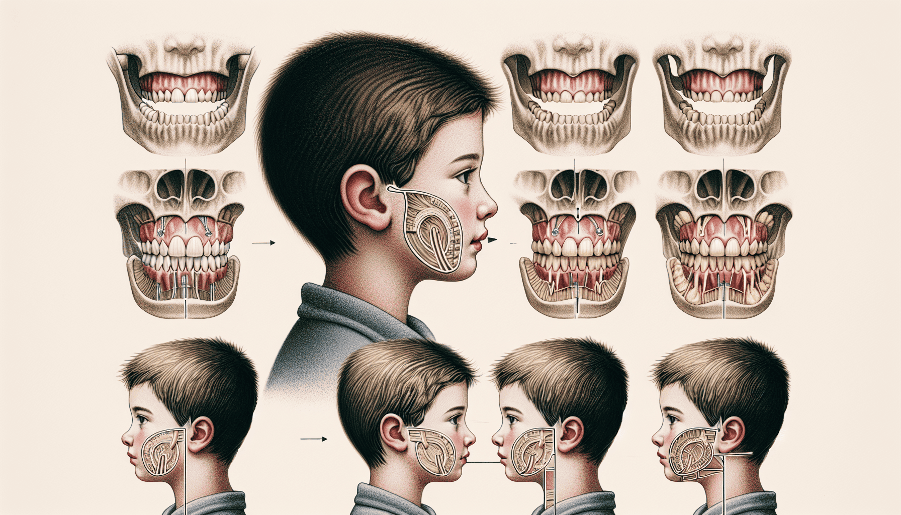 Illustration of child's facial development with Myobrace