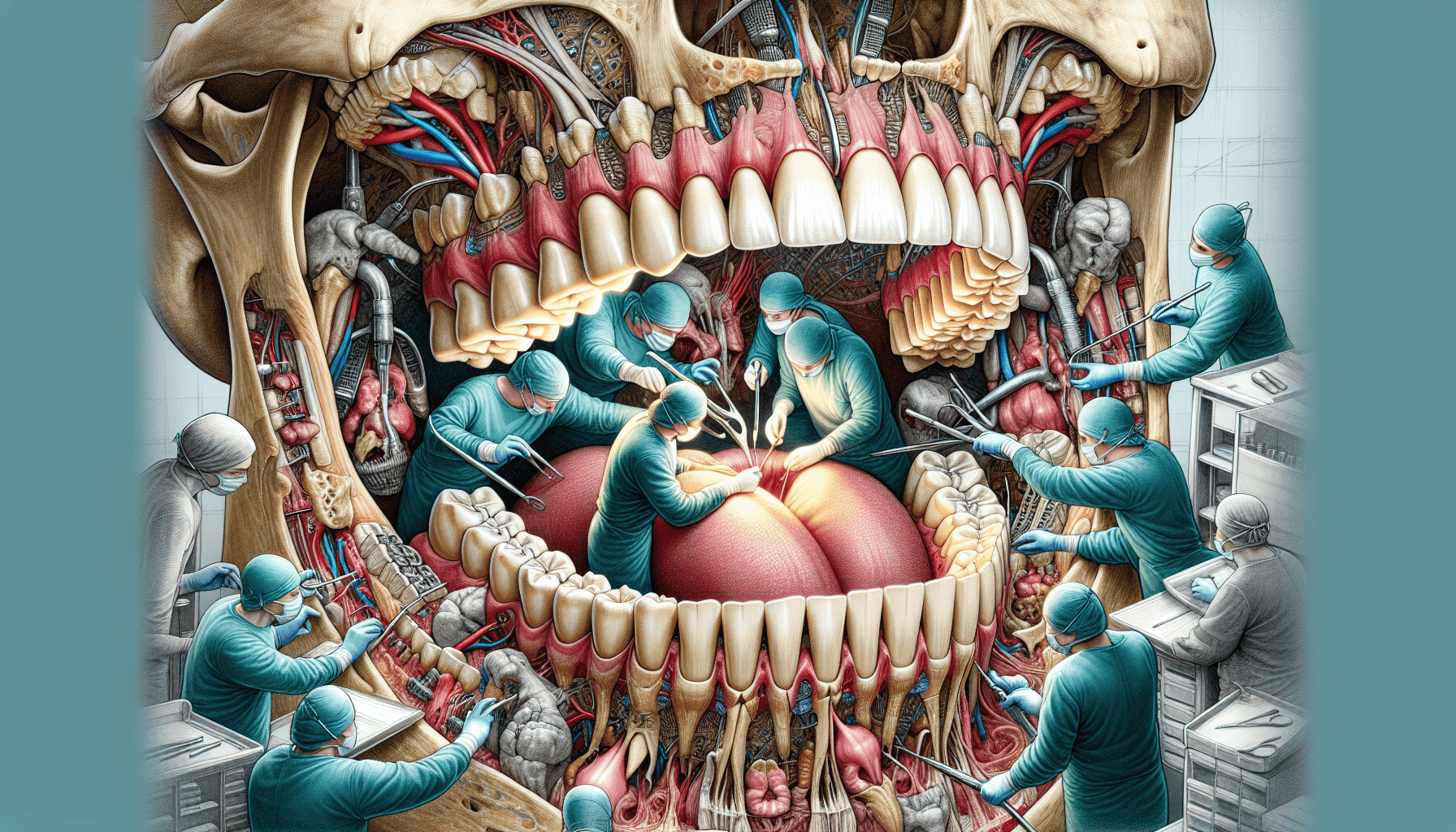 Illustration of orthognathic surgery for dental corrections