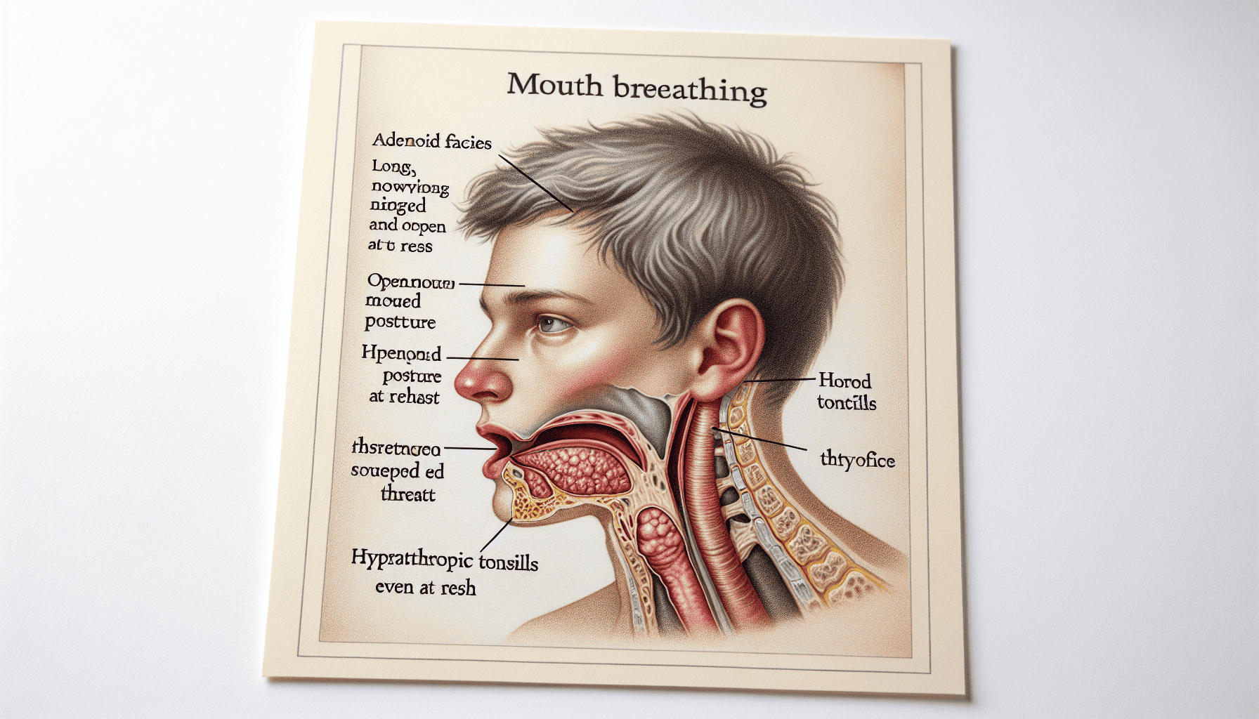 Illustration of characteristics used to diagnose mouth breathing issues