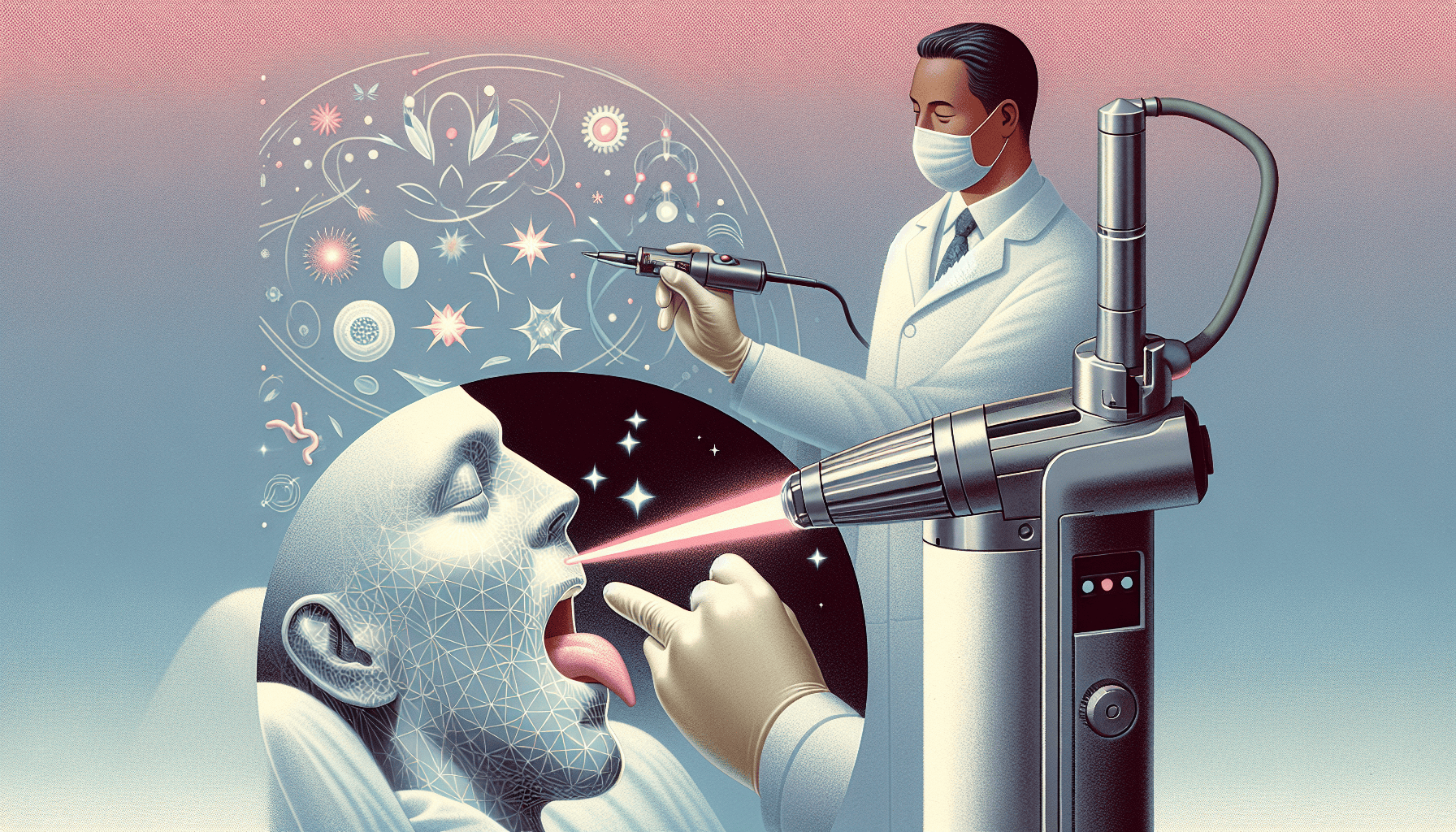 Illustration of LightScalpel tongue tie release procedure